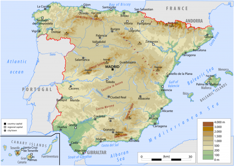 Endülüs şehirleri haritası - ispanya haritası